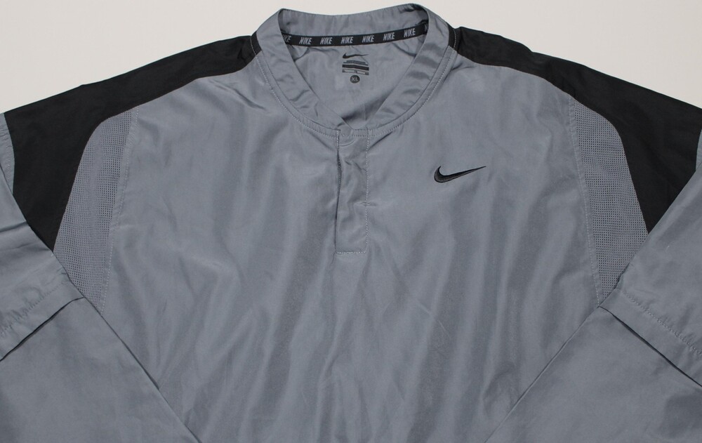 Nike Windbreaker Golf 1/4 Snap Jacket XL Gray Black Zip Off Sleeve